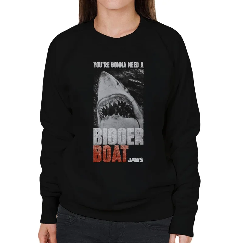 Jaws Bigger Boat Cinematic Scene Women's Sweatshirt Hoodie with Pocket Utility Practical Jaws Bigger Boat Cinematic Scene Women's Sweatshirt Hoodie with Pocket Utility Practical