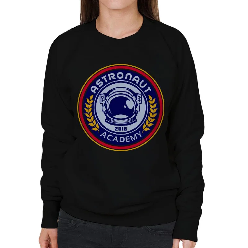 NASA Astronaut Academy Icon Women's Sweatshirt Hoodie with Rolled Sleeves Casual Relaxed