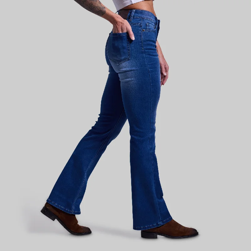 FLEX Stretchy Mid-Rise Boot Cut Jean (Mid Wash) Elegant Bootcut Fit Jeans