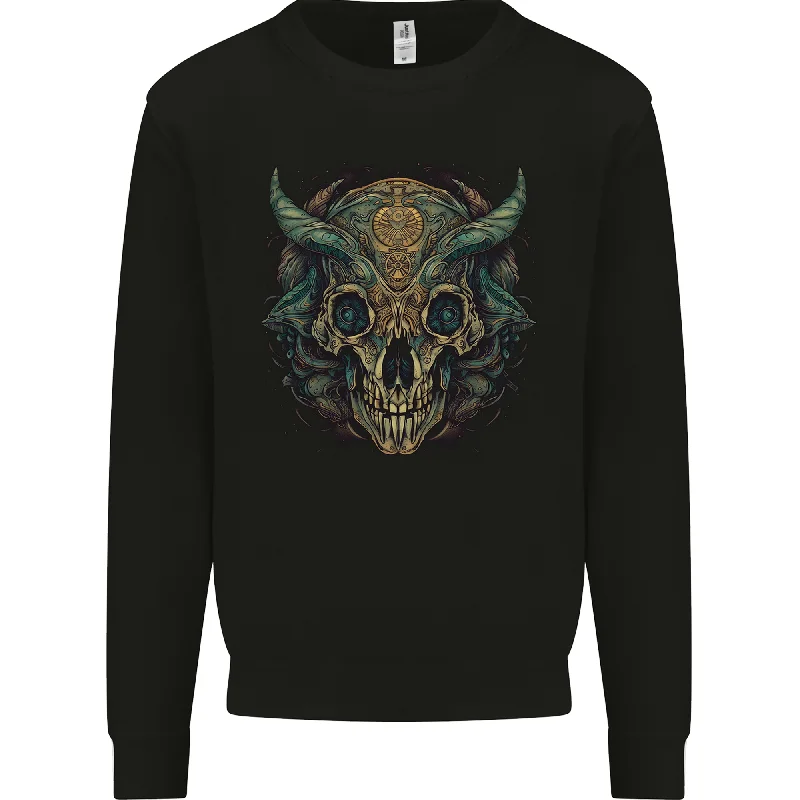 A Mystical Bull Skull Demonic Evil Fantasy Mens Sweatshirt Jumper Hoodie with Reflective Safety Nightwear A Mystical Bull Skull Demonic Evil Fantasy Mens Sweatshirt Jumper Hoodie with Reflective Safety Nightwear