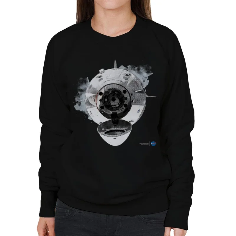 NASA SpaceX Dragon Capsule Docking Women's Sweatshirt Hoodie with Sequins Glamorous Eye-catching