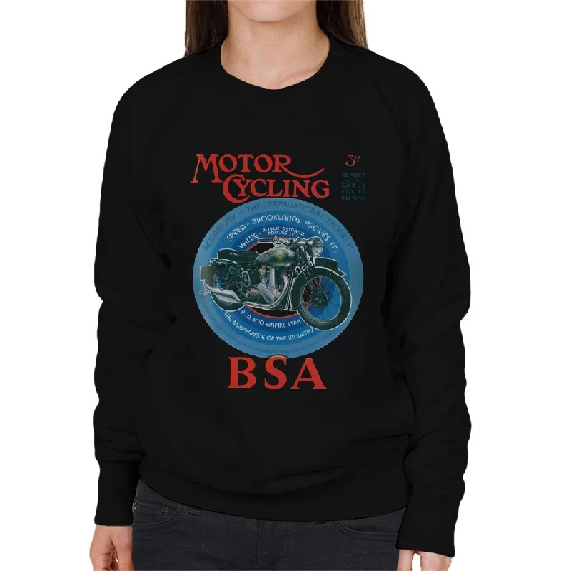 BSA Motor Cycling Empire Star Women's Sweatshirt Hoodie with Turtle Neck Cozy Winter BSA Motor Cycling Empire Star Women's Sweatshirt Hoodie with Turtle Neck Cozy Winter