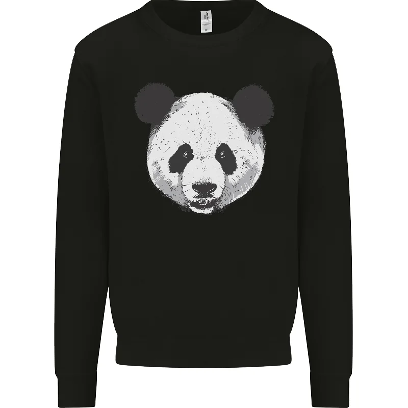 A Panda Bear Face Mens Sweatshirt Jumper Hoodie with Elastic Waist Stretchable Comfortable