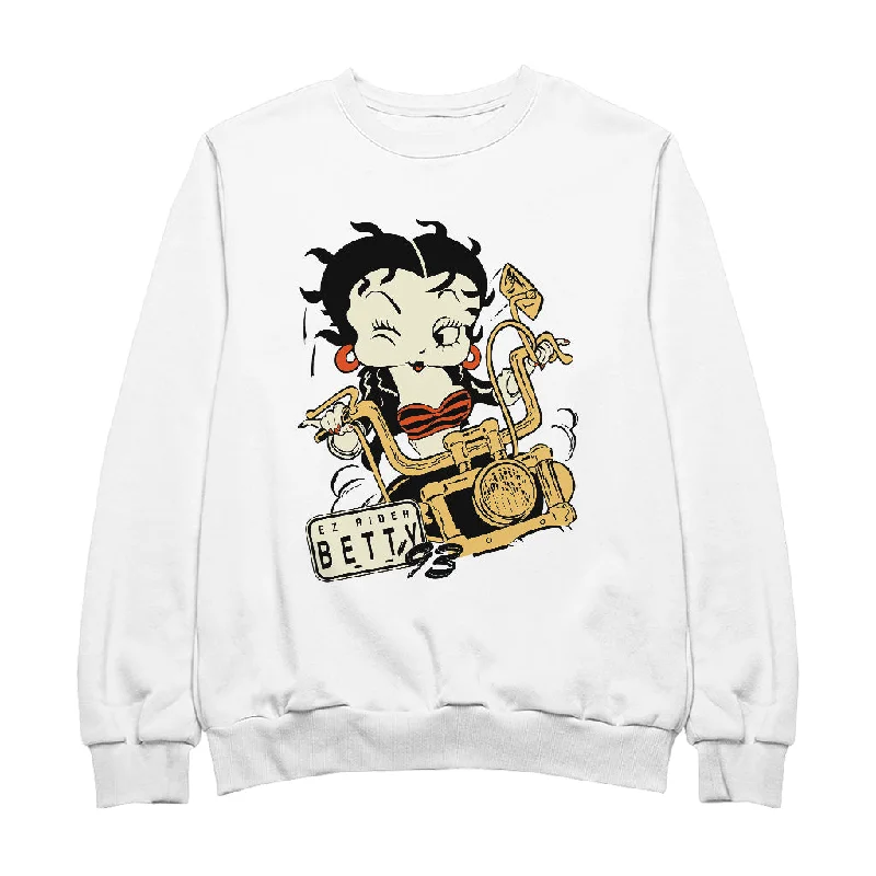Betty Boop Ez Rider Betty Women's Sweatshirt Hoodie with Hem Contrast Bold Stylish