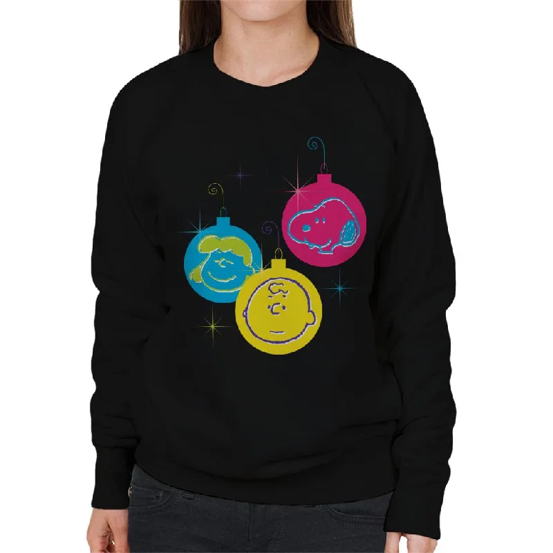 Peanuts Christmas Baubles Trio Women's Sweatshirt Hoodie with Embroidery Detailed Premium