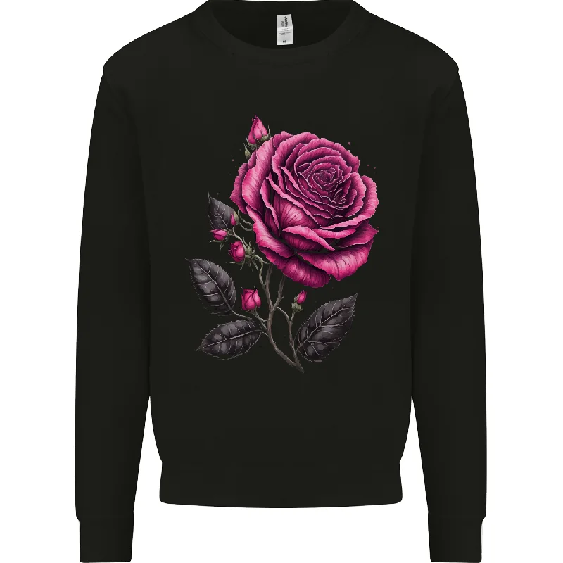 A Pink Rose Gothic Goth Mens Sweatshirt Jumper Hoodie with Gradient Ombre Colorful