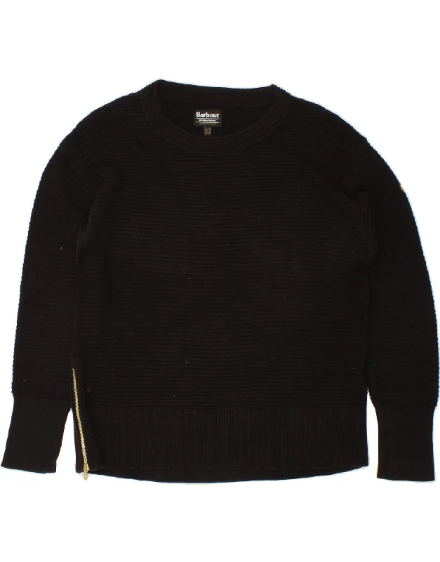 BARBOUR Womens Oversized Crew Neck Jumper Sweater UK 14 Large Black Elegant Classic Vintage BARBOUR Womens Oversized Crew Neck Jumper Sweater UK 14 Large Black Elegant Classic Vintage