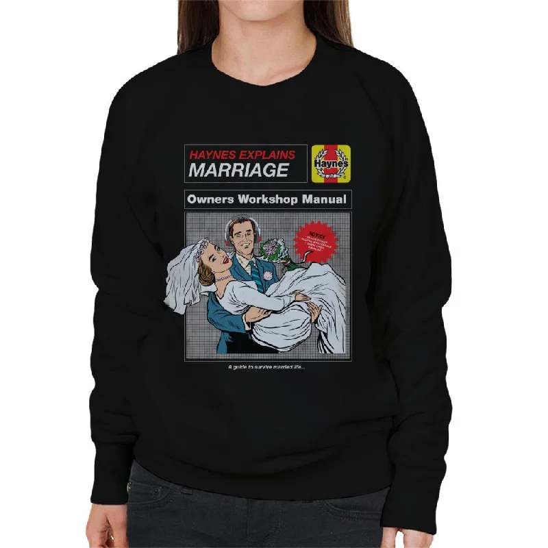 Haynes Explains Marriage Workshop Manual Women's Sweatshirt Hoodie with Ribbed Hem Stretchable Secure Haynes Explains Marriage Workshop Manual Women's Sweatshirt Hoodie with Ribbed Hem Stretchable Secure