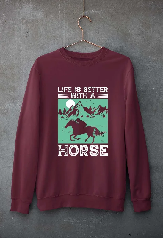 Horse Riding Unisex Sweatshirt for Men/Women Hoodie with Hem Ribbing Snug Secure