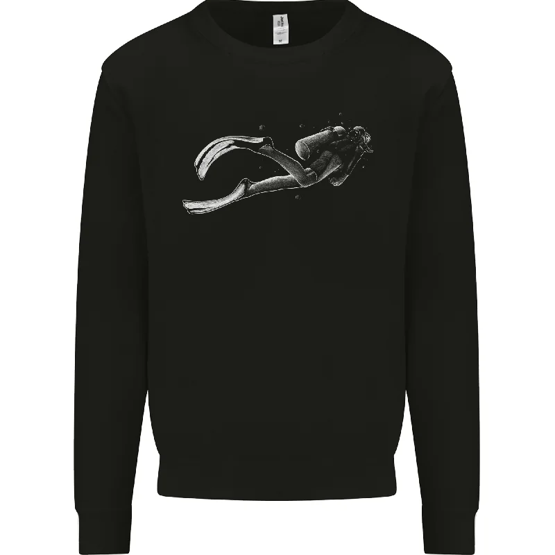A Lone Scuba Diver Diving Mens Sweatshirt Jumper Hoodie with V-Neck Classic Versatile