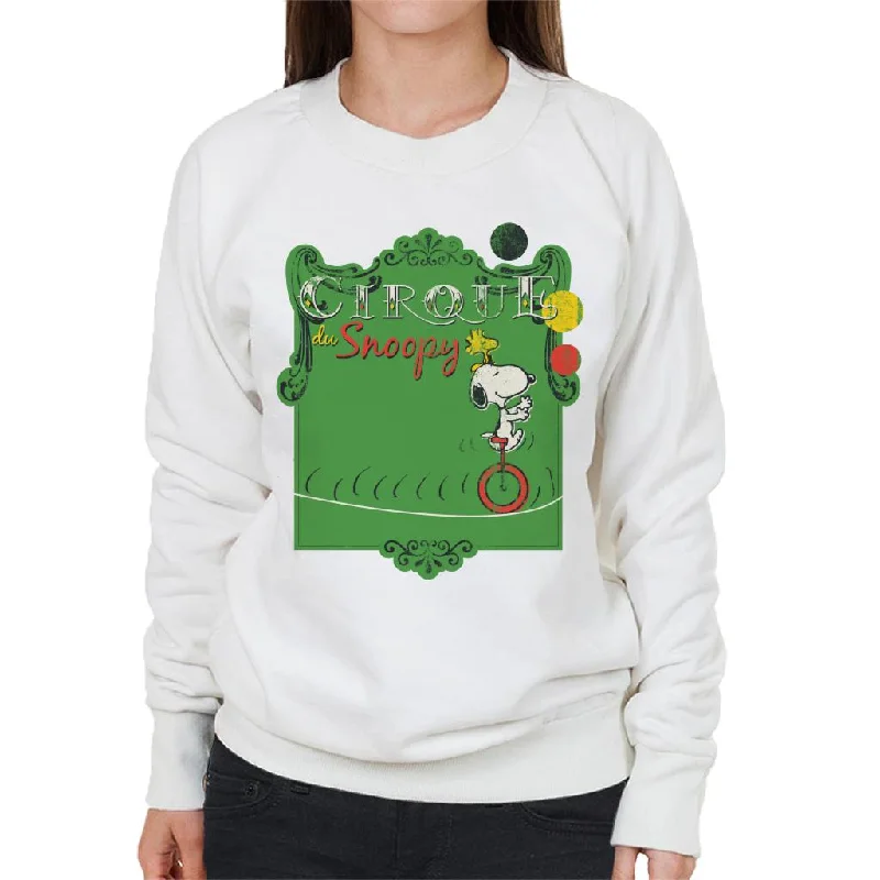 Peanuts Circus Cirque Du Snoopy Women's Sweatshirt Hoodie with Hem Embroidery Detailed Premium