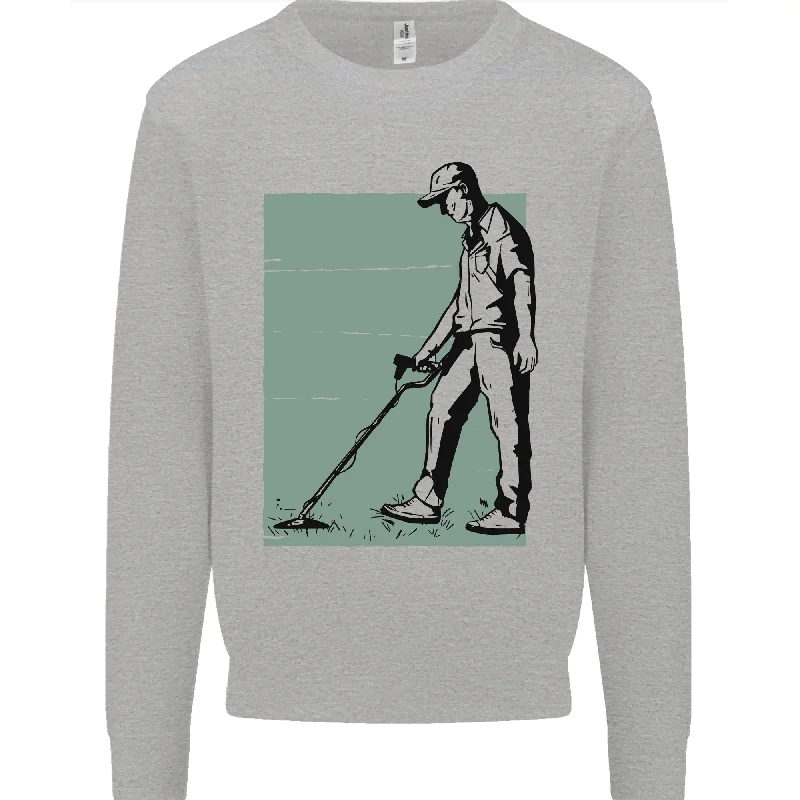 A Man Metal Detecting Detector Detect Mens Sweatshirt Jumper Hoodie with Hem Applique Textured Unique