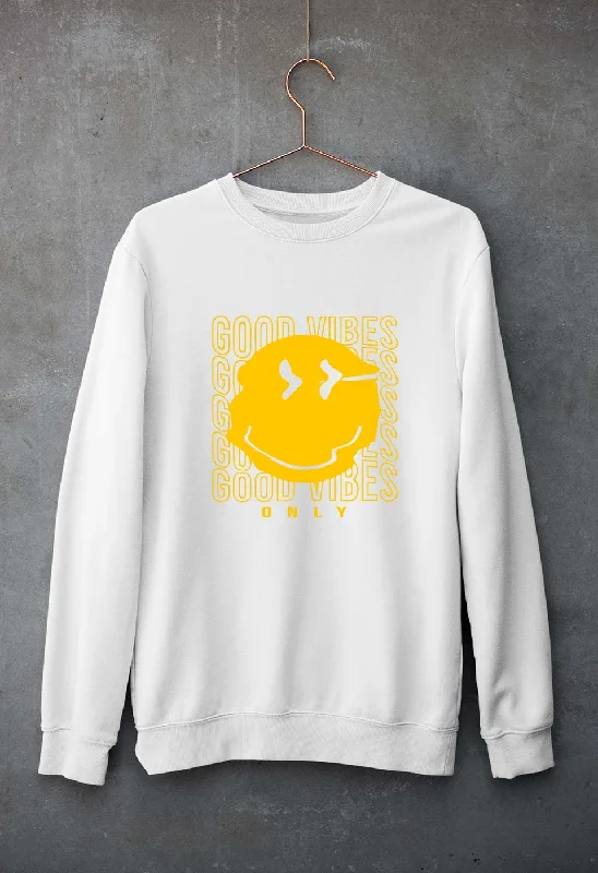 Good Vibes Emoji Unisex Sweatshirt for Men/Women Hoodie with Contrast Stitching Detailed Premium