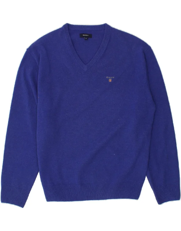 GANT Mens V-Neck Jumper Sweater XL Navy Blue Wool Cashmere Blend Cotton Blend Poly Blend GANT Mens V-Neck Jumper Sweater XL Navy Blue Wool Cashmere Blend Cotton Blend Poly Blend