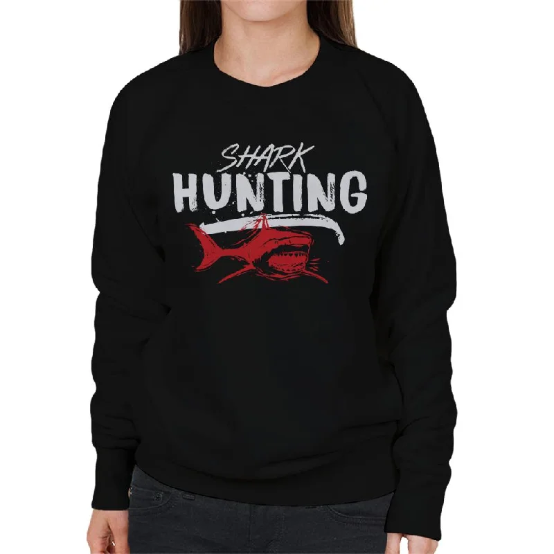 Jaws Shark Hunting Women's Sweatshirt Hoodie with Camouflage Military Edgy