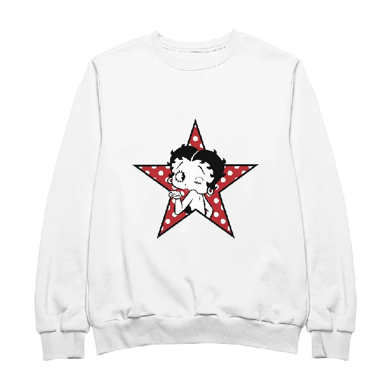 Betty Boop Wink Polka Dot Star Women's Sweatshirt Hoodie with Typography Text Message