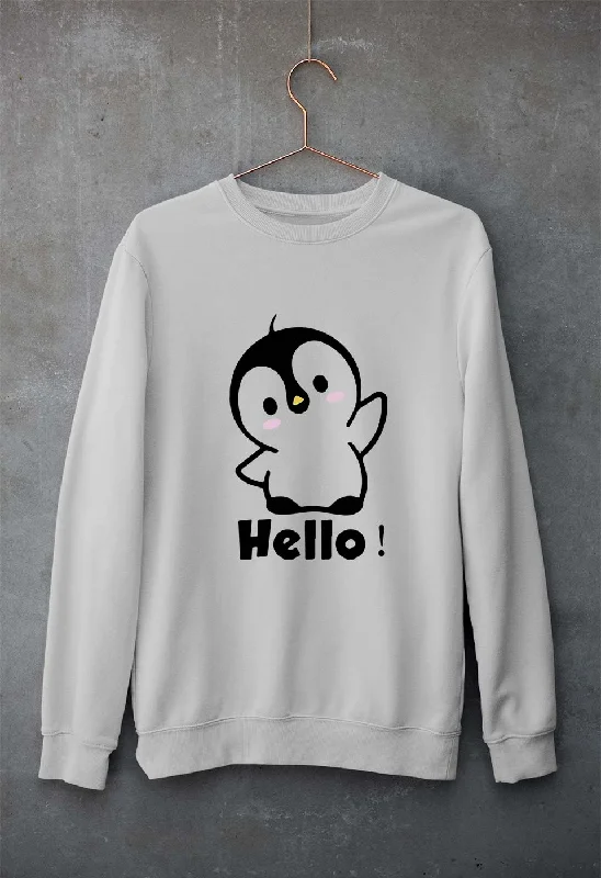 Penguin Hello Unisex Sweatshirt for Men/Women Hoodie with Drawstring Waist Adjustable Fitted