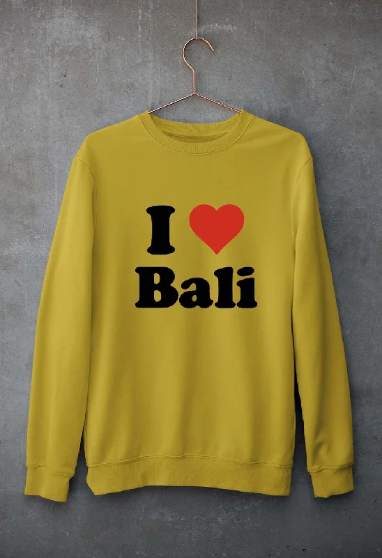 I Love Bali Unisex Sweatshirt for Men/Women Hoodie with Hem Raw Edge Edgy Unfinished