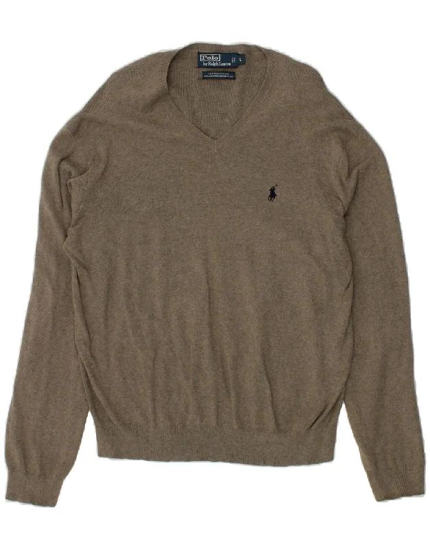 POLO RALPH LAUREN Mens V-Neck Jumper Sweater Large Grey Cotton Hooded Sweater Collared Sweater Shawl Collar POLO RALPH LAUREN Mens V-Neck Jumper Sweater Large Grey Cotton Hooded Sweater Collared Sweater Shawl Collar