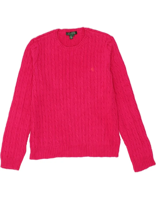 RALPH LAUREN Womens Crew Neck Jumper Sweater UK 16 Large Pink Cotton Rayon Fabric Velvet Fabric Corduroy Fabric RALPH LAUREN Womens Crew Neck Jumper Sweater UK 16 Large Pink Cotton Rayon Fabric Velvet Fabric Corduroy Fabric