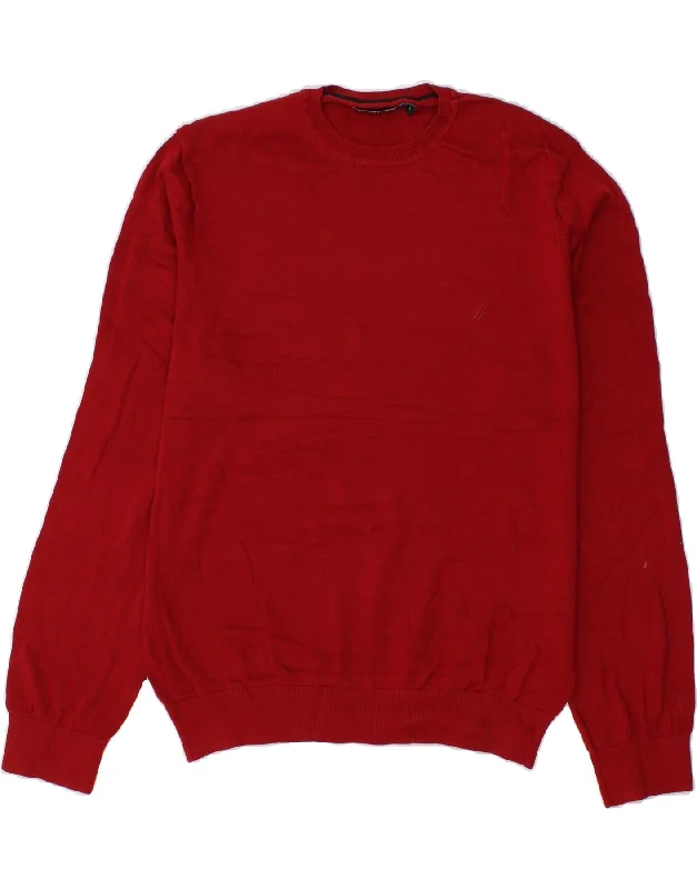 NAUTICA Mens Crew Neck Jumper Sweater Large Red Cotton Faux Fur Fabric Real Fur Fabric Shearling Fabric NAUTICA Mens Crew Neck Jumper Sweater Large Red Cotton Faux Fur Fabric Real Fur Fabric Shearling Fabric