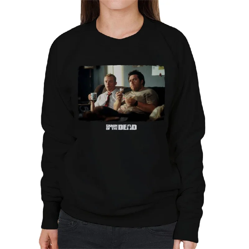 Shaun of the Dead Shaun And Ed Watching TV Women's Sweatshirt Hoodie with Toggle Buttons Decorative Unique