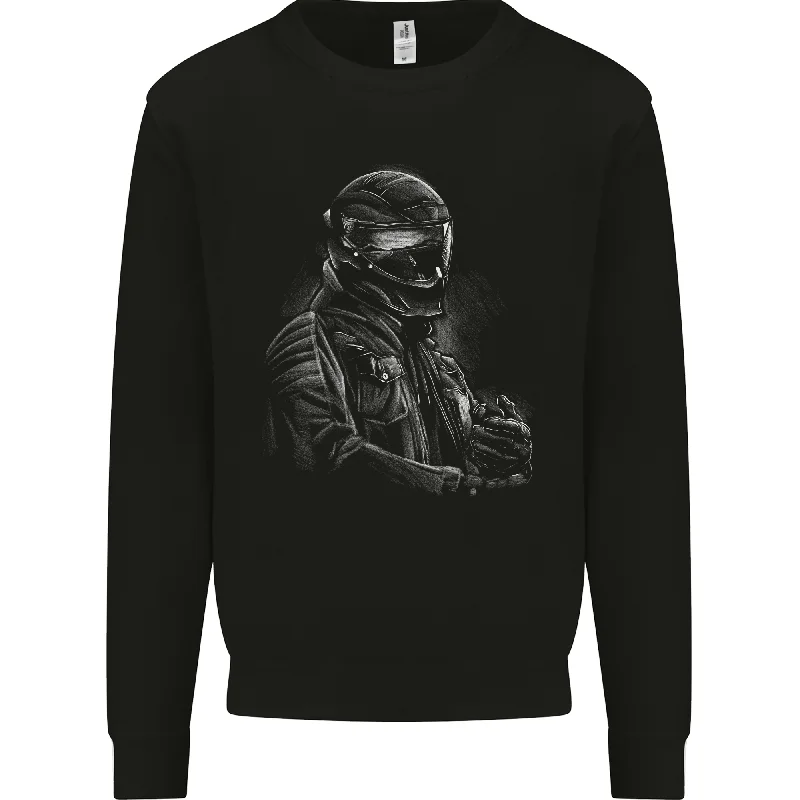 A Monochrome Biker Motorcycle Motorbike Mens Sweatshirt Jumper Hoodie with Front Slit Layering Stylish A Monochrome Biker Motorcycle Motorbike Mens Sweatshirt Jumper Hoodie with Front Slit Layering Stylish
