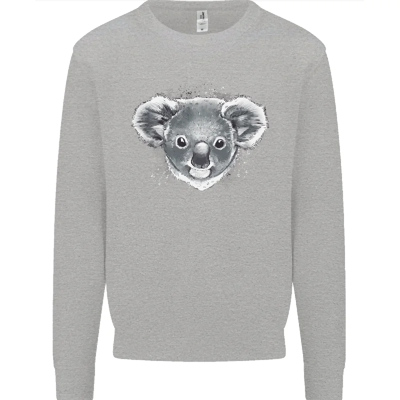 A Koala Bear Head Mens Sweatshirt Jumper Hoodie with Back Slit Movement Comfort