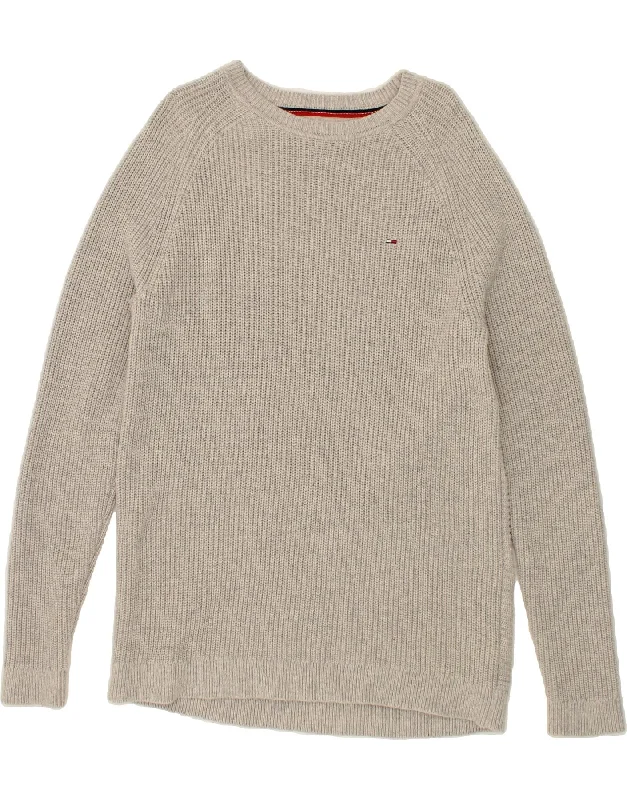 TOMMY HILFIGER Mens Boat Neck Jumper Sweater 2XL Grey Cotton Chenille Blend Fleece Blend Nylon Blend TOMMY HILFIGER Mens Boat Neck Jumper Sweater 2XL Grey Cotton Chenille Blend Fleece Blend Nylon Blend