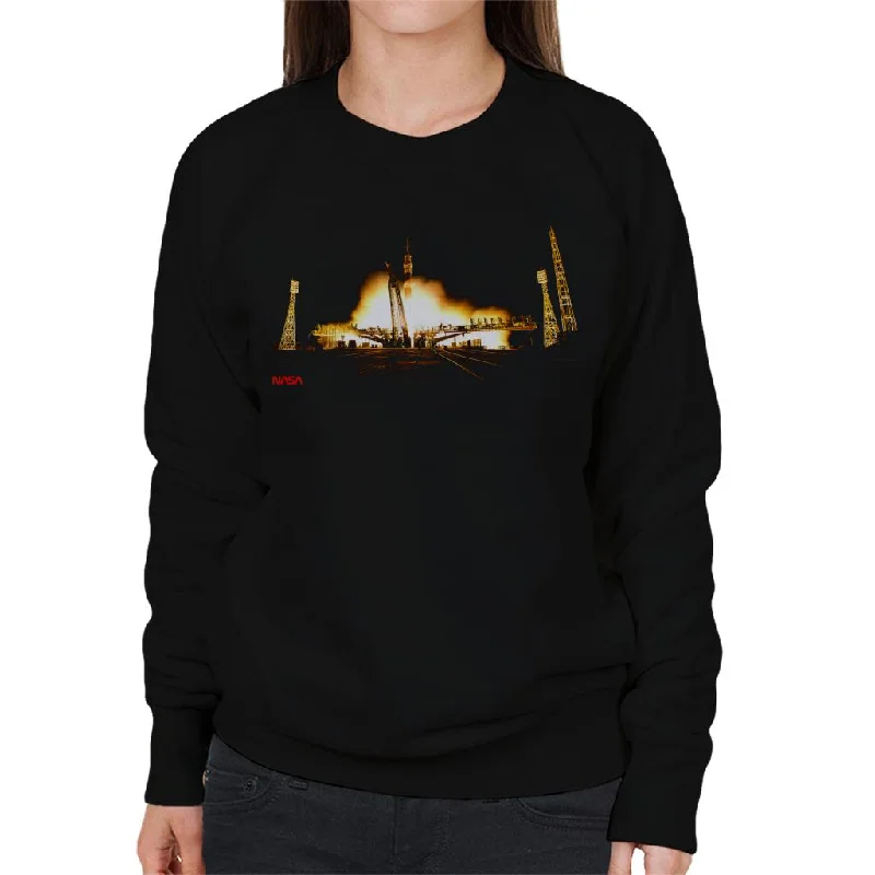 NASA Soyuz Rocket Launch Shot Women's Sweatshirt Hoodie with Drop Shoulder Relaxed Streetwear