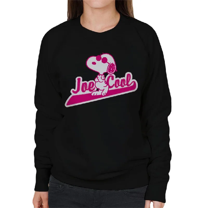 Peanuts Joe Cool Baseball Text Women's Sweatshirt Hoodie with V-Neck Classic Versatile