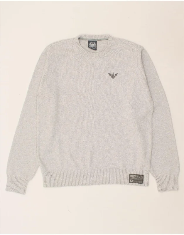 DIESEL Mens Crew Neck Jumper Sweater Medium Grey Cotton Satin Blend Silk Blend Wool Blend DIESEL Mens Crew Neck Jumper Sweater Medium Grey Cotton Satin Blend Silk Blend Wool Blend