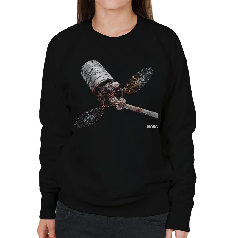 NASA Cygnus Enhanced Cargo Spacecraft Women's Sweatshirt Hoodie with Batwing Sleeves Loose Dramatic