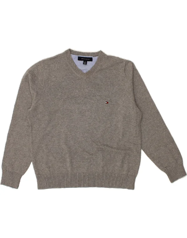 TOMMY HILFIGER Mens V-Neck Jumper Sweater Small Grey Cotton Mesh Fabric Canvas Fabric Denim Fabric TOMMY HILFIGER Mens V-Neck Jumper Sweater Small Grey Cotton Mesh Fabric Canvas Fabric Denim Fabric