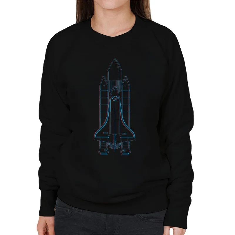 NASA Space Shuttle Enterprise 3D Effect Women's Sweatshirt Hoodie with Toggle Buttons Decorative Unique