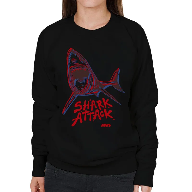Jaws Neon Shark Attack Women's Sweatshirt Hoodie with Drop Shoulder Relaxed Streetwear