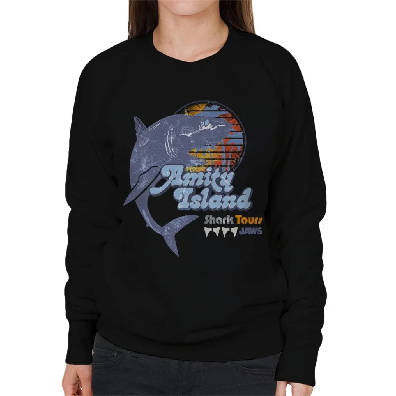 Jaws Amity Island Shark Tours Logo Women's Sweatshirt Zip Hoodie Drawstring Kangaroo Pocket Jaws Amity Island Shark Tours Logo Women's Sweatshirt Zip Hoodie Drawstring Kangaroo Pocket