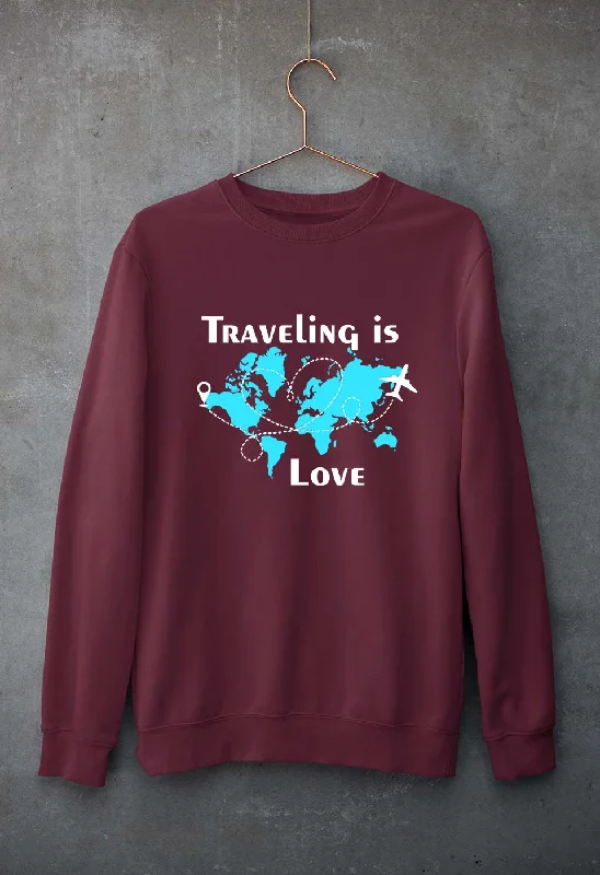 Traveling is Love Unisex Sweatshirt for Men/Women Hoodie with Thumb Holes Functional Cozy