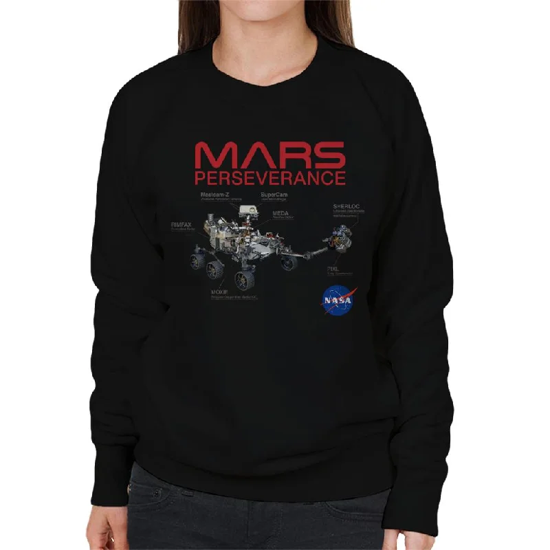 NASA Mars Perseverance Labelled Women's Sweatshirt Hoodie with Side Slits Relaxed Casual