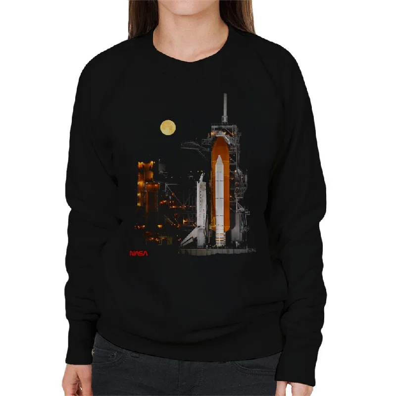 NASA STS 110 Discovery Shuttle At Launch Pad Women's Sweatshirt Hoodie with Mesh Breathable Sporty