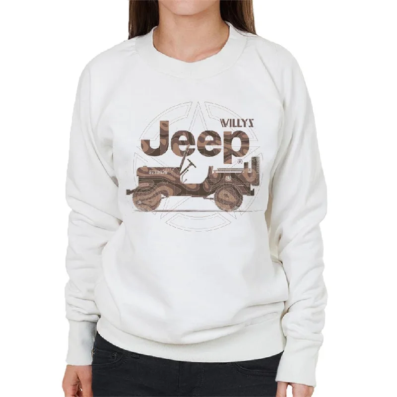 Jeep Willys MA Star Women's Sweatshirt Hoodie with Button Classic Timeless