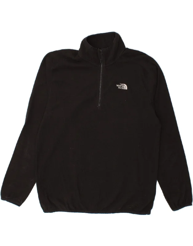 THE NORTH FACE Mens Zip Neck Fleece Jumper Large Black Polyester Plaid Sweater Polka Dot Checkered THE NORTH FACE Mens Zip Neck Fleece Jumper Large Black Polyester Plaid Sweater Polka Dot Checkered