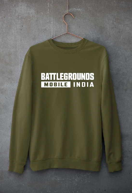 Battlegrounds Mobile India (BGMI) Unisex Sweatshirt for Men/Women Hoodie with Rolled Sleeves Casual Relaxed
