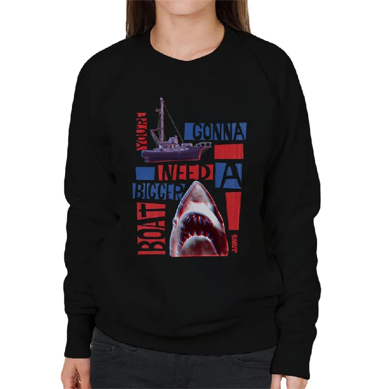 Jaws You Are Gonna Need A Bigger Boat Montage Women's Sweatshirt Hoodie with Frayed Bohemian Relaxed