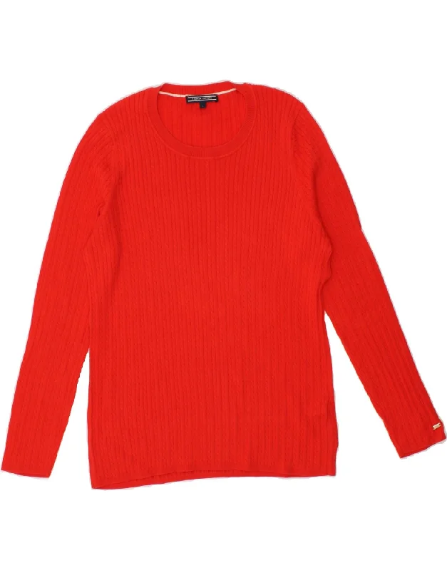 TOMMY HILFIGER Womens Boat Neck Jumper Sweater UK 14 Large Red Cotton Knit Fabric Woven Fabric Fleece Fabric TOMMY HILFIGER Womens Boat Neck Jumper Sweater UK 14 Large Red Cotton Knit Fabric Woven Fabric Fleece Fabric