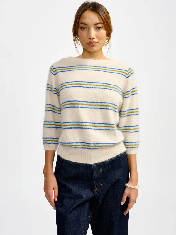 Bellerose Dature Stripe Sweater in Stripe A Cream Mint Blue Houndstooth Herringbone Solid Bellerose Dature Stripe Sweater in Stripe A Cream Mint Blue Houndstooth Herringbone Solid