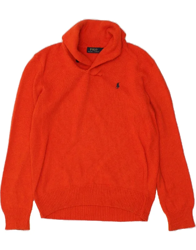 POLO RALPH LAUREN Mens Shawl Neck Jumper Sweater Medium Orange Cotton Cable Knit Ribbed Knit Lace Knit POLO RALPH LAUREN Mens Shawl Neck Jumper Sweater Medium Orange Cotton Cable Knit Ribbed Knit Lace Knit