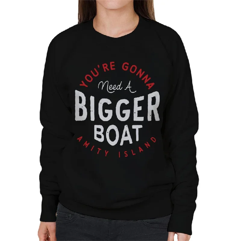 Jaws You Are Gonna Need A Bigger Boat Amity Island Women's Sweatshirt Hoodie with Metallic Shiny Futuristic Jaws You Are Gonna Need A Bigger Boat Amity Island Women's Sweatshirt Hoodie with Metallic Shiny Futuristic