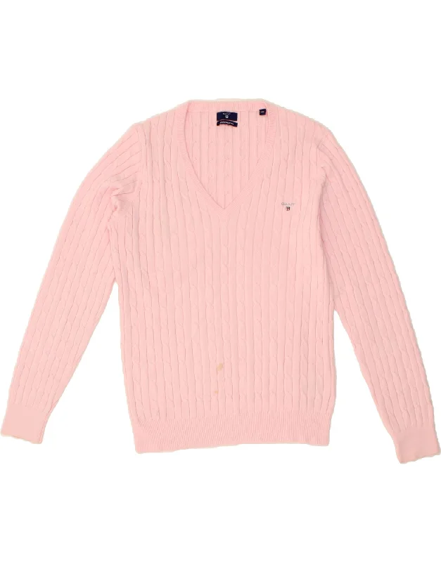 GANT Womens V-Neck Jumper Sweater UK 20 2XL Pink Cotton Lightweight Heavyweight Midweight GANT Womens V-Neck Jumper Sweater UK 20 2XL Pink Cotton Lightweight Heavyweight Midweight