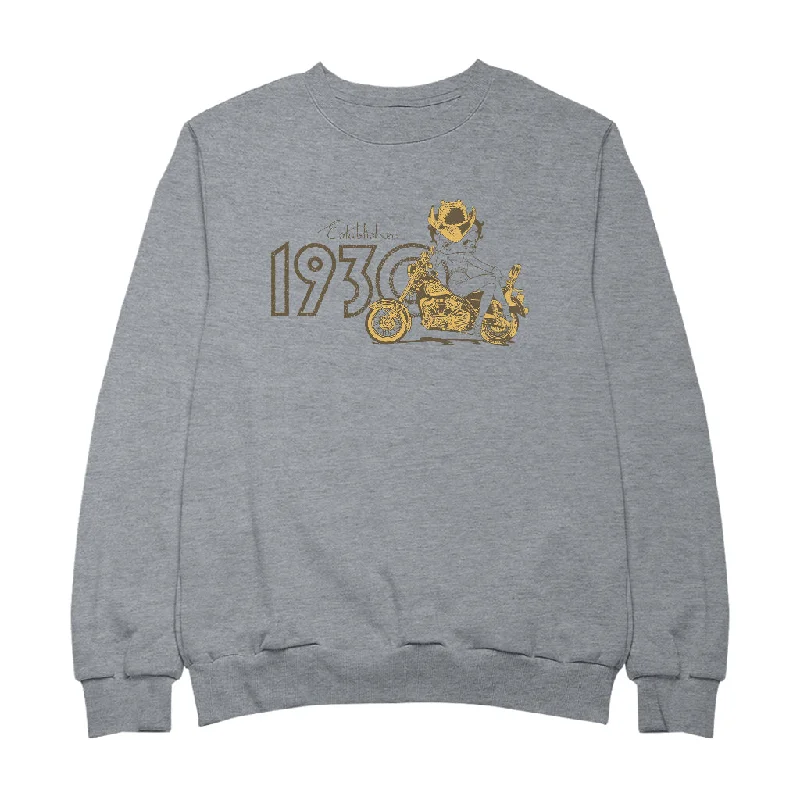 Betty Boop Biker Betty Established 1930 Women's Sweatshirt Hoodie with Front Slit Layering Stylish